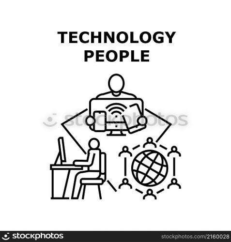 Technology people business. network social design. digital work team. data computer vector concept black illustration. Technology people icon vector illustration