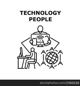 Technology people business. network social design. digital work team. data computer vector concept black illustration. Technology people icon vector illustration