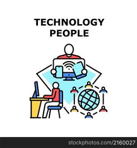 Technology people business. network social design. digital work team. data computer vector concept color illustration. Technology people icon vector illustration