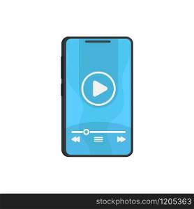 technology phone music playing in flat style, vector illustration. technology phone music playing in flat style, vector