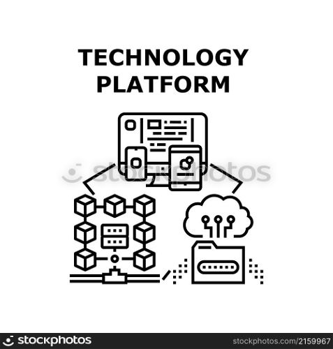 Technology platform business. digital internet. web software. data app computer design vector concept black illustration. Technology platform icon vector illustration