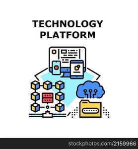 Technology platform business. digital internet. web software. data app computer design vector concept color illustration. Technology platform icon vector illustration