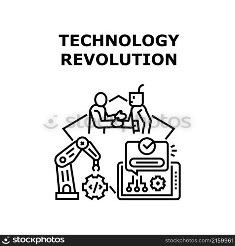 Technology revolution concept industry. digital robot. data science. factory smart hand vector concept black illustration. Technology revolution icon vector illustration