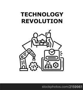 Technology revolution concept industry. digital robot. data science. factory smart hand vector concept black illustration. Technology revolution icon vector illustration