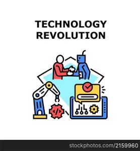 Technology revolution concept industry. digital robot. data science. factory smart hand vector concept color illustration. Technology revolution icon vector illustration