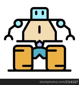 Technology robot icon. Outline technology robot vector icon color flat isolated. Technology robot icon color outline vector
