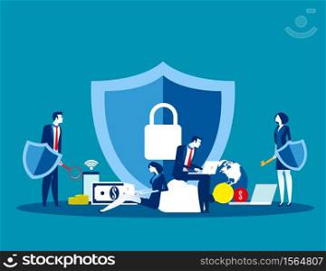 Technology security. Concept business vector, Data security, Internet, Programming.