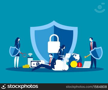 Technology security. Concept business vector, Data security, Internet, Programming.