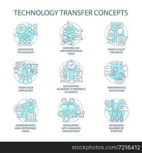 Technology sharing concept icons set. Implement innovative solutions. Corporate collaboration development. idea thin line color illustrations. Vector isolated outline drawings. Editable stroke. Technology sharing concept icons set