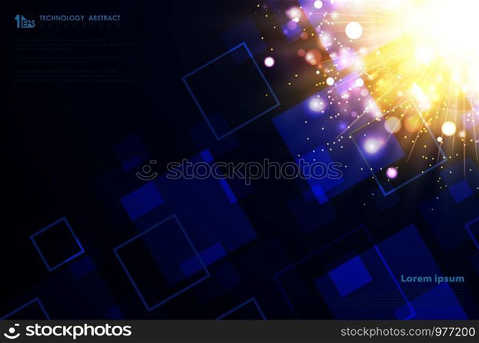 Technology square pattern of decoration futuristic gold light flare. You can use for abstraction ad, poster, artwork, print, cover design, annual report. illustration vector eps10