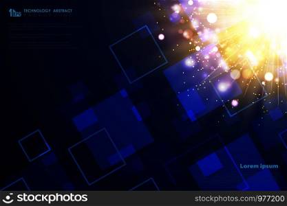 Technology square pattern of decoration futuristic gold light flare. You can use for abstraction ad, poster, artwork, print, cover design, annual report. illustration vector eps10