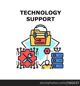 Technology support service. business computer. online network. data call. information web banner vector concept color illustration. Technology support icon vector illustration