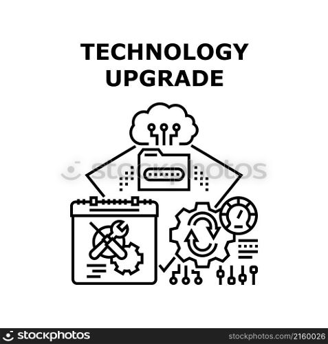 Technology upgrade software concept. computer system. maintenance arrow. internet data web vector concept black illustration. Technology upgrade icon vector illustration