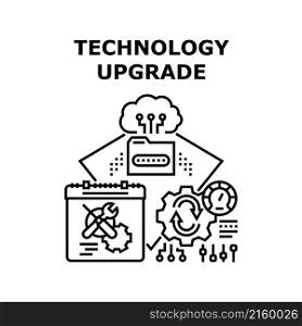 Technology upgrade software concept. computer system. maintenance arrow. internet data web vector concept black illustration. Technology upgrade icon vector illustration
