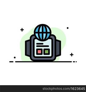 Technology, Watch, World Business Flat Line Filled Icon Vector Banner Template
