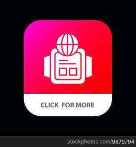 Technology, Watch, World Mobile App Button. Android and IOS Glyph Version