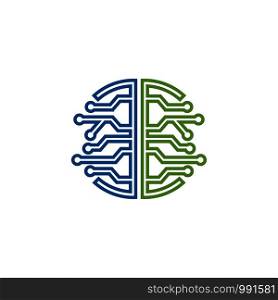 technology with lines connecting networks. logo template