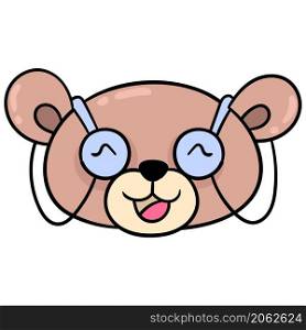 teddy bear head wears glasses with a happy smiling face