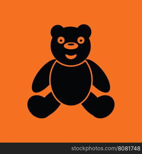 Teddy bear ico. Orange background with black. Vector illustration.