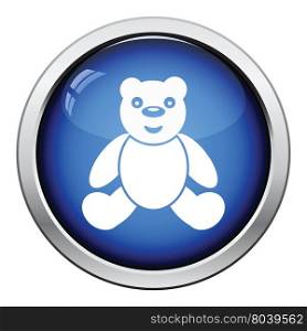 Teddy bear icon. Glossy button design. Vector illustration.