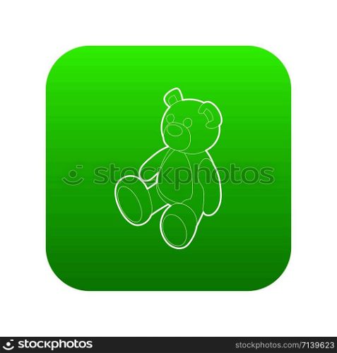 Teddy bear icon green vector isolated on white background. Teddy bear icon green vector