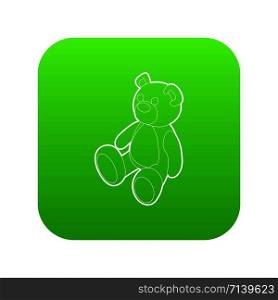 Teddy bear icon green vector isolated on white background. Teddy bear icon green vector