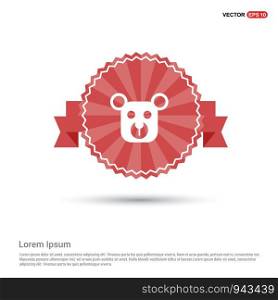 Teddy bear icon - Red Ribbon banner