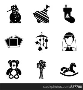 Teddy bear icons set. Simple set of 9 teddy bear vector icons for web isolated on white background. Teddy bear icons set, simple style