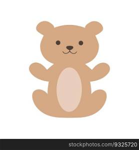 Teddy bear toy isolated on white background. Vector illustration