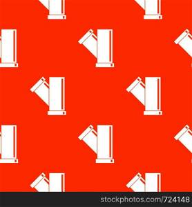 Tee fitting pipe pattern repeat seamless in orange color for any design. Vector geometric illustration. Tee fitting pipe pattern seamless