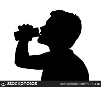 Teen Boy Silhouette Drinking Fluid from Can   
