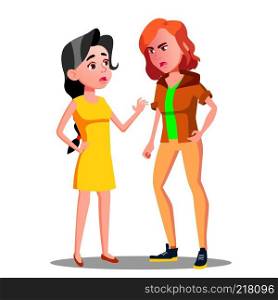 Teen Female Conflict Of Young People, Fight, Violence Vector. Illustration. Teen Female Conflict Of Young People, Fight, Violence Vector. Isolated Illustration