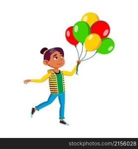 teen girl air balloon happy birthday. style female people vector illustration. teen girl air balloon vector