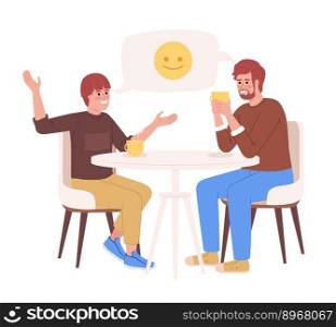 Teenage boy having good conversation with father semi flat color vector characters. Editable figures. Full body people on white. Simple cartoon style illustration for web graphic design and animation. Teenage boy having good conversation with father semi flat color vector characters