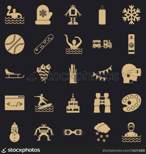 Teenage sport icons set. Simple set of 25 teenage sport vector icons for web for any design. Teenage sport icons set, simple style