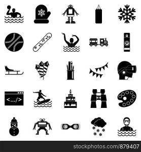 Teenage sport icons set. Simple set of 25 teenage sport vector icons for web isolated on white background. Teenage sport icons set, simple style