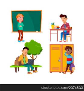 Teenager Boys Thinking About Problem Set Vector. Teens Schoolboys Thinking About Task And Success Achievement. Thoughtful Characters Guys Students Search Solution Flat Cartoon Illustrations. Teenager Boys Thinking About Problem Set Vector