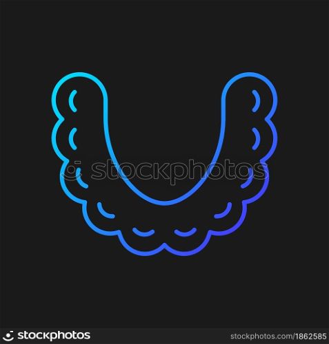 Teeth aligners gradient vector icon for dark theme. Straightening teeth equipment. Orthodontic device for healthy teeth. Thin line color symbol. Modern style pictogram. Vector isolated outline drawing. Teeth aligners gradient vector icon for dark theme