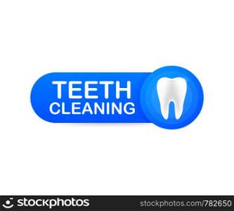 Teeth cleaning. Teeth with shield icon design. Dental care concept. Healthy Teeth. Human Teeth. Vector stock illustration.