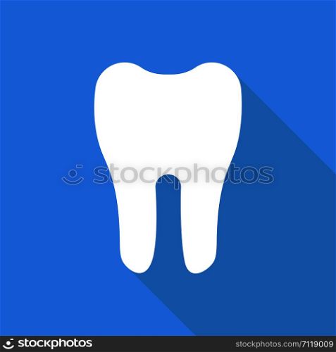 Teeth or tooth icon dentist flat vector sign or symbol with shadow on blue background. EPS 10. Teeth or tooth icon dentist flat vector sign or symbol with shadow on blue background.