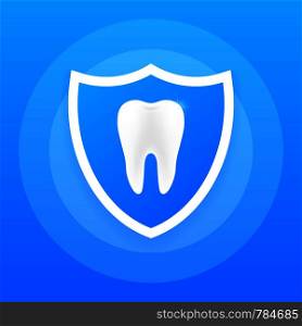 Teeth with shield icon design. Dental care concept. Teeth icon dentist. Healthy Teeth. Human Teeth. Vector stock illustration.