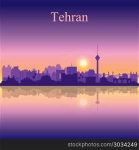 Tehran city silhouette on sunset background vector illustration. Tehran city silhouette on sunset background