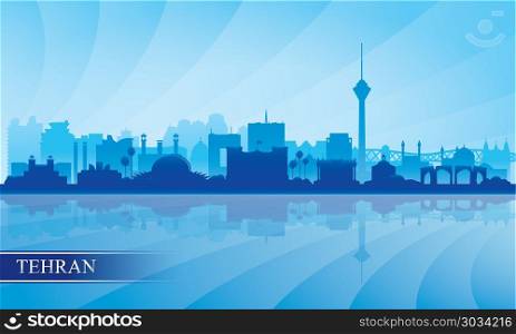 Tehran city skyline silhouette background, vector illustration. Tehran city skyline silhouette background