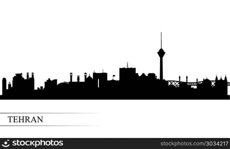 Tehran city skyline silhouette background, vector illustration. Tehran city skyline silhouette background