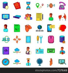 Telecommunication icons set. Cartoon style of 36 telecommunication vector icons for web isolated on white background. Telecommunication icons set, cartoon style