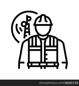 telecommunications equipment installers repairers line icon vector. telecommunications equipment installers repairers sign. isolated contour symbol black illustration. telecommunications equipment installers repairers line icon vector illustration