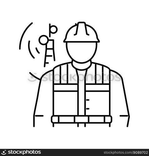 telecommunications equipment installers repairers line icon vector. telecommunications equipment installers repairers sign. isolated contour symbol black illustration. telecommunications equipment installers repairers line icon vector illustration