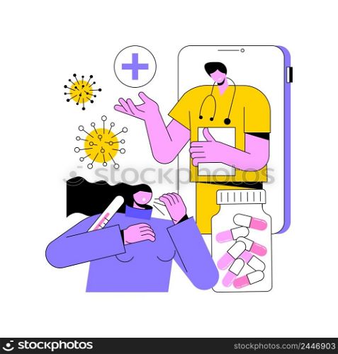 Telehealth abstract concept vector illustration. Virtual medical care, remote admission, doctor advice, telehealth appointment, coronavirus pandemic lockdown, social distancing abstract metaphor.. Telehealth abstract concept vector illustration.