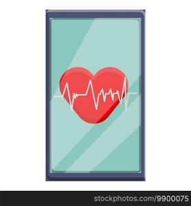 Telemedicine heartrate icon. Cartoon of telemedicine heartrate vector icon for web design isolated on white background. Telemedicine heartrate icon, cartoon style