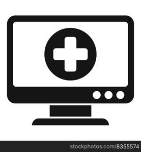 Telemedicine monitor icon simple vector. Online health. Care clinic. Telemedicine monitor icon simple vector. Online health